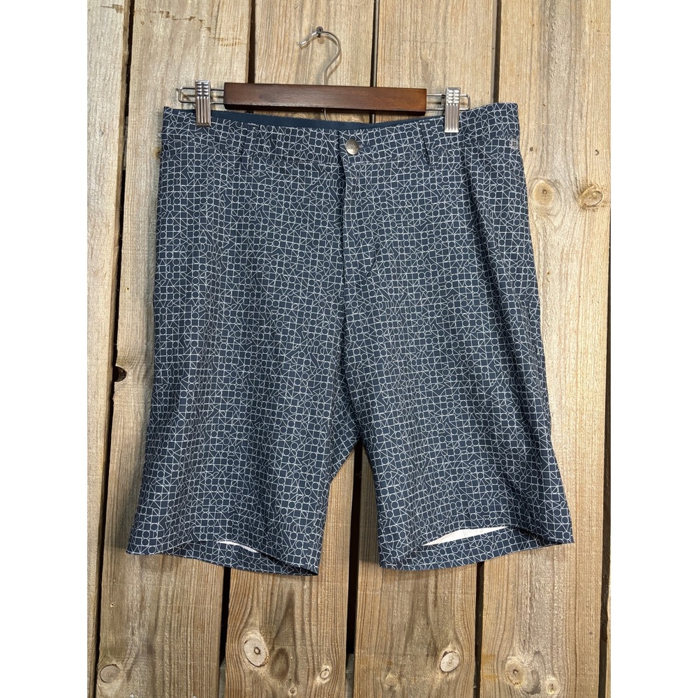 Adidas Mens Golf Shorts Navy Blue Geometric Print Stretch Size 30 HA6131